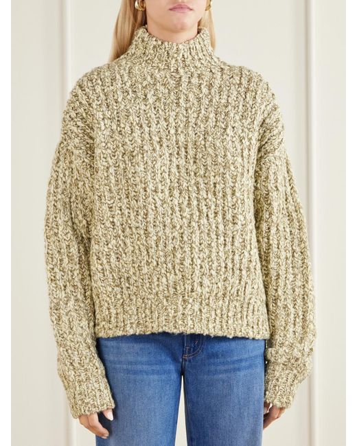 Ulla Johnson Natural Albie Ribbed-Knit Turtleneck Sweater