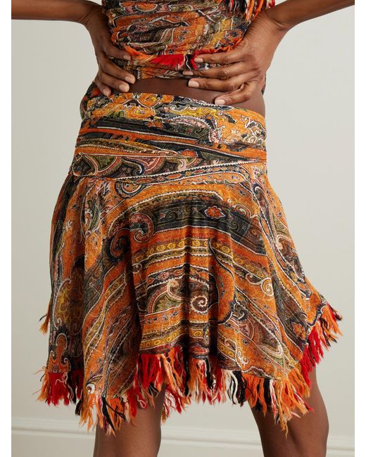 Isabel Marant Dova Shirred Paisley-Print Georgette Mini Skirt