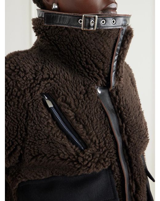 Sacai Black Wool-Blend Plush Coat