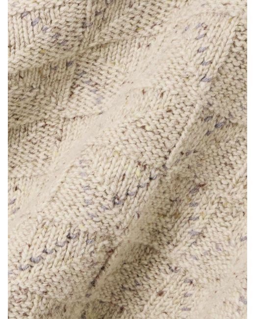 Bottega Veneta Natural Checked Knitted Wool Midi Skirt