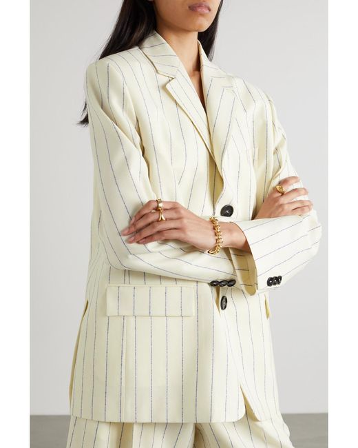 Marni Natural Pinstriped Wool Blazer