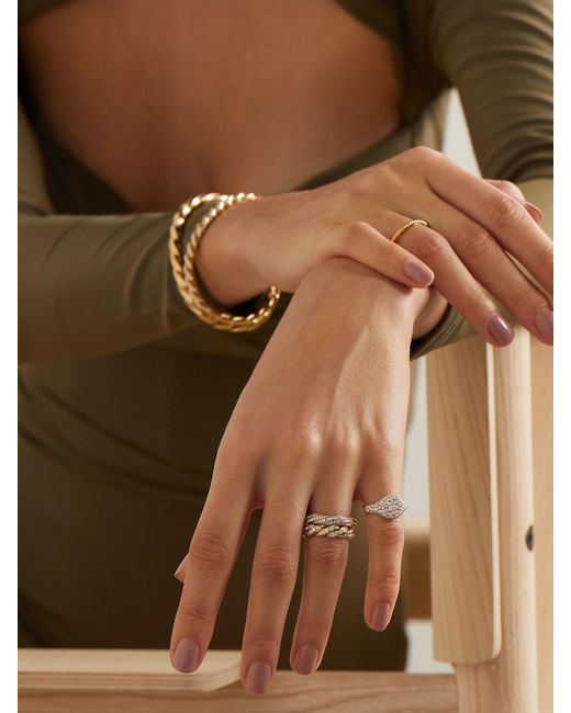 David Yurman Natural Mini Chevron 18-Karat Diamond Pinky Ring