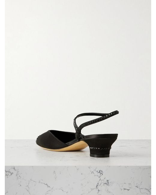 Le Monde Beryl White Erika Crystal-Embellished Satin Pumps
