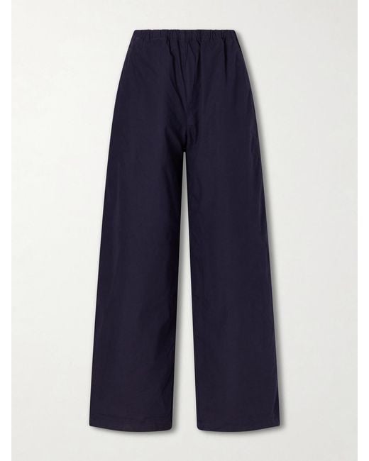 Leset Blue Kyoto Cotton Straight-Leg Pants
