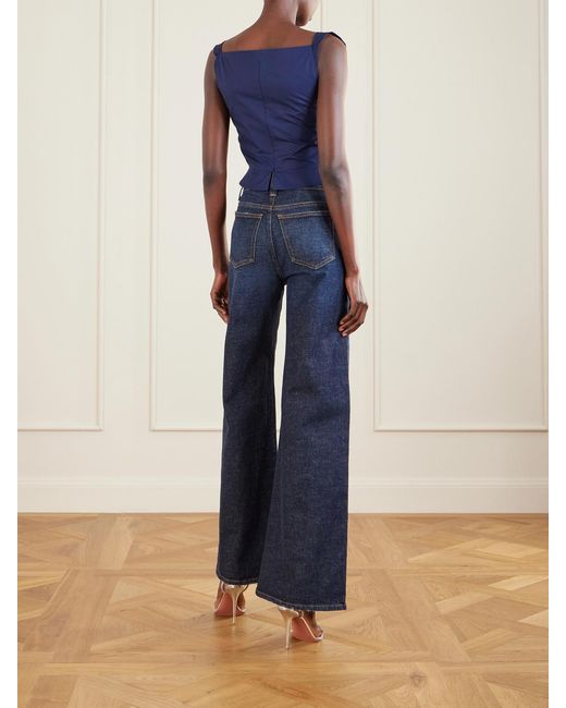 Vivienne Westwood Blue Sunday Draped Embroidered Cotton-Poplin Top