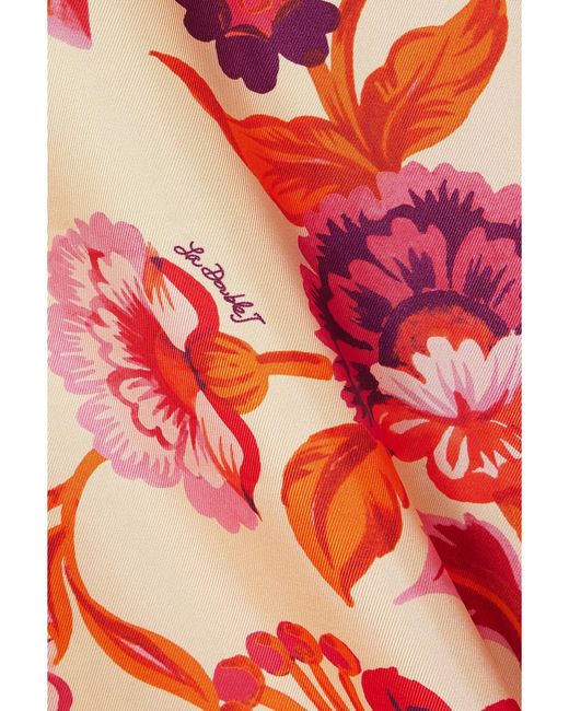 Chemise De Pyjama En Serge De Soie À Imprimé Fleuri LaDoubleJ en coloris Red