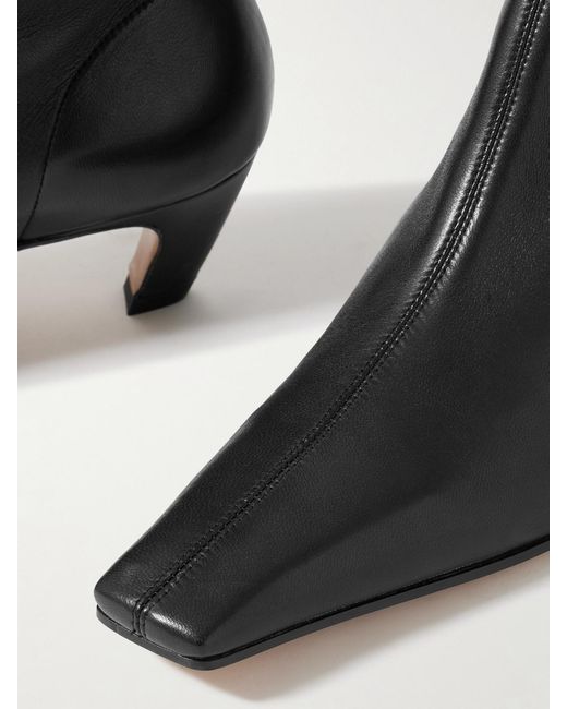 Khaite Black Arizona Leather Ankle Boots