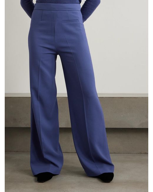 Joseph Blue Alane Pleated Cady Wide-Leg Pants