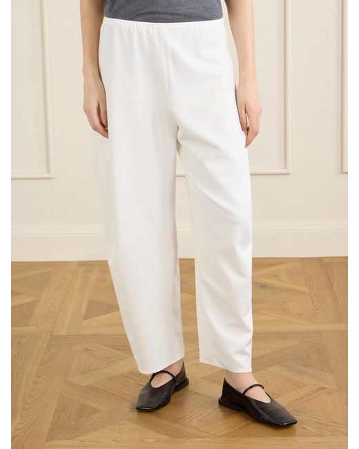 La Ligne White Colby Recycled-Crepe Barrel-Leg Pants