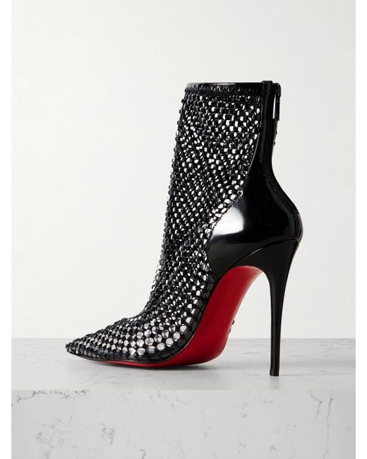 Christian Louboutin Black Kate Max Booty Mesh Ankle Boots 100