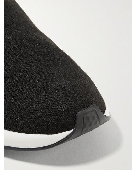 Balenciaga White Speed Logo-Print Stretch-Knit High-Top Sneakers