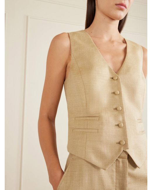 Gabriela Hearst Natural Coleridge Wool, Silk And Linen-Blend Twill Vest