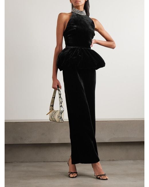 Ilkyaz Ozel Black Raja Velvet Midi Skirt