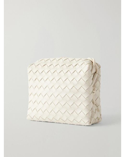 Bottega Veneta White Loop Small Intrecciato Leather Shoulder Bag