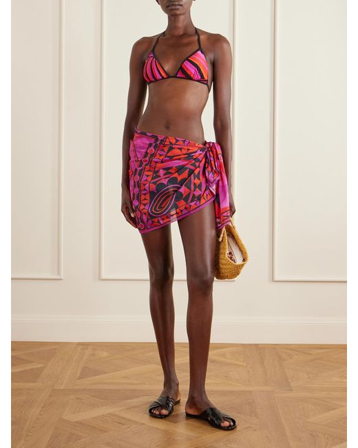 Emilio Pucci Red Printed Self-Tie Cotton Pareo