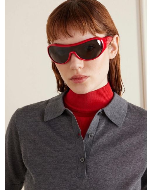 Miu Miu Pink Rounded-Frame Acetate Sunglasses