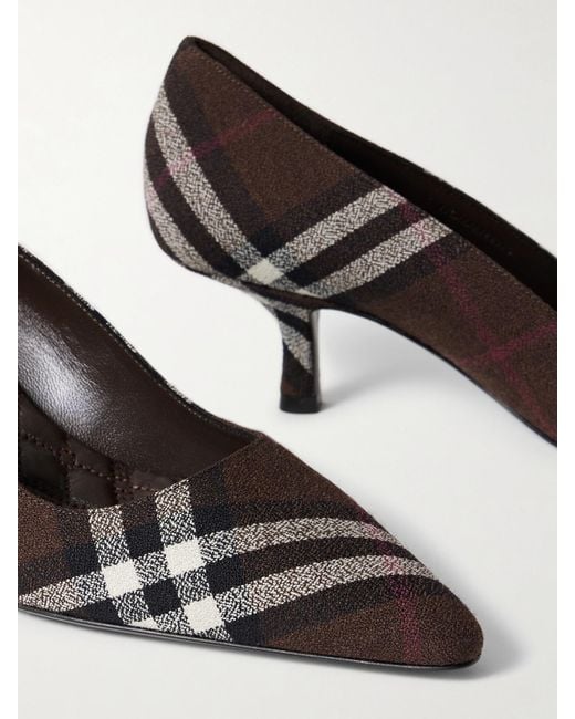 Burberry Brown Checked Wool Pumps