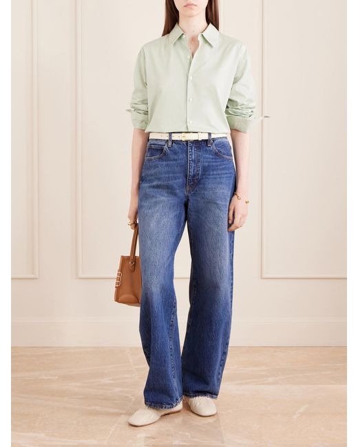 FRAME Blue High Rise Curve High-Rise Wide-Leg Jeans
