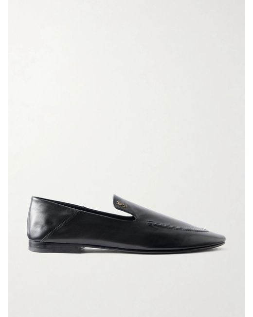 Saint Laurent Black Alain Cassandre-Embellished Leather Loafer