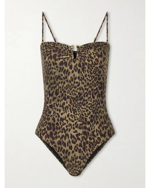 Nili Lotan Multicolor Embellished Leopard-Print Swimsuit