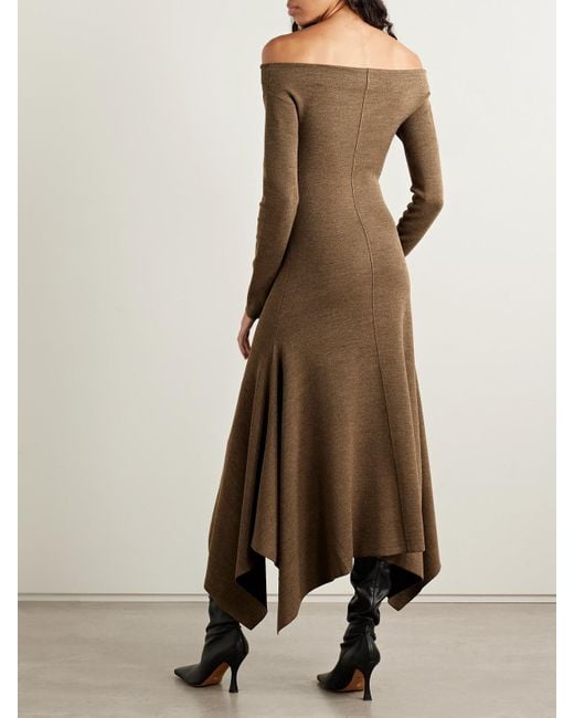 Robe Midi Épaules Nues Asymétrique En Mailles Stretch Romi Proenza Schouler en coloris Natural
