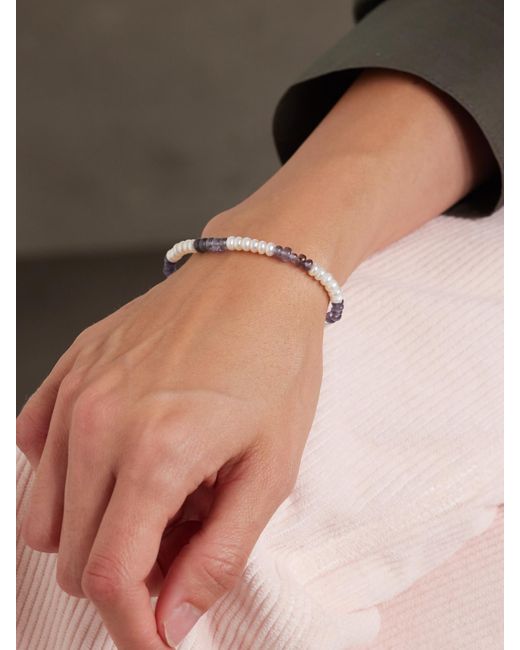 Loren Stewart Natural 14-Karat, Iolite And Pearl Bracelet