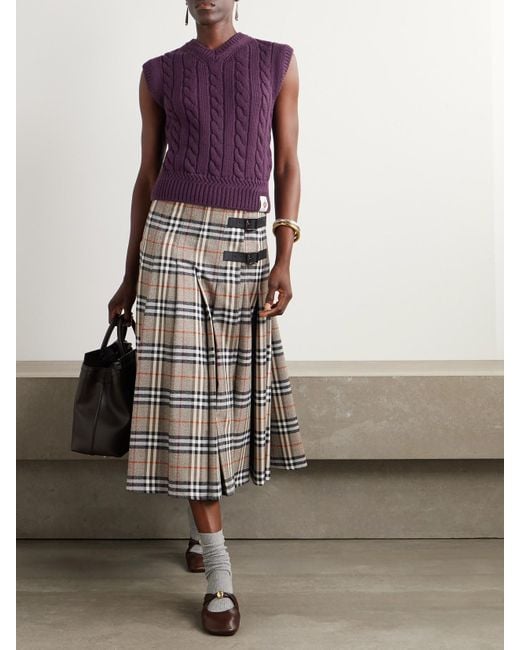 Bally Purple Cable-Knit Wool Vest