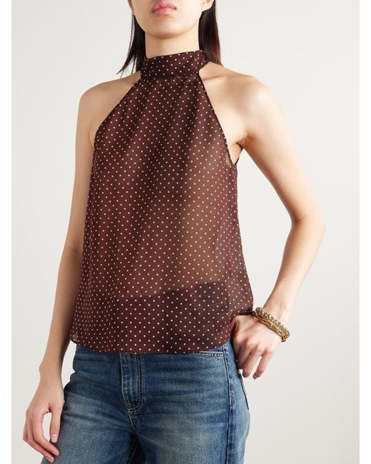 Nili Lotan Purple Alla Neckholder-Tanktop Aus Seidenchiffon Mit Polka-Dots