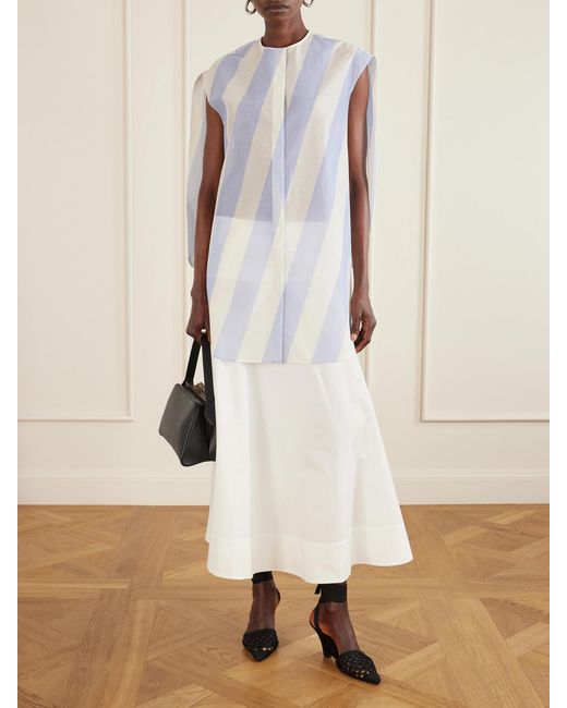 Jacquemus White Berlingot Striped Cotton-Blend Shirt Dress