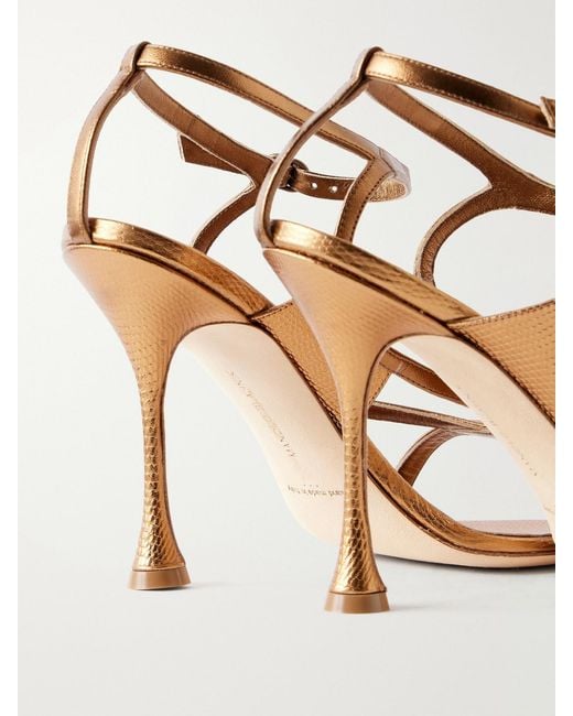 Manolo Blahnik Natural Tibula 105 Leather Sandals