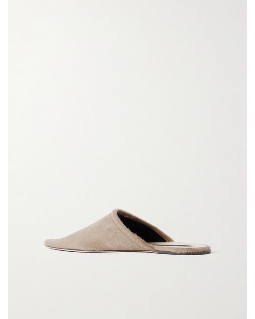 Christen White Elipse Pony Hair Slides