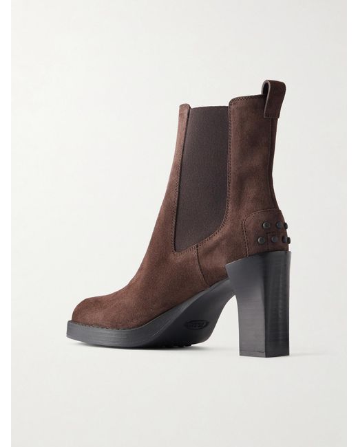 Tod's Brown Tronchetto Elastico 80 Suede Ankle Boots