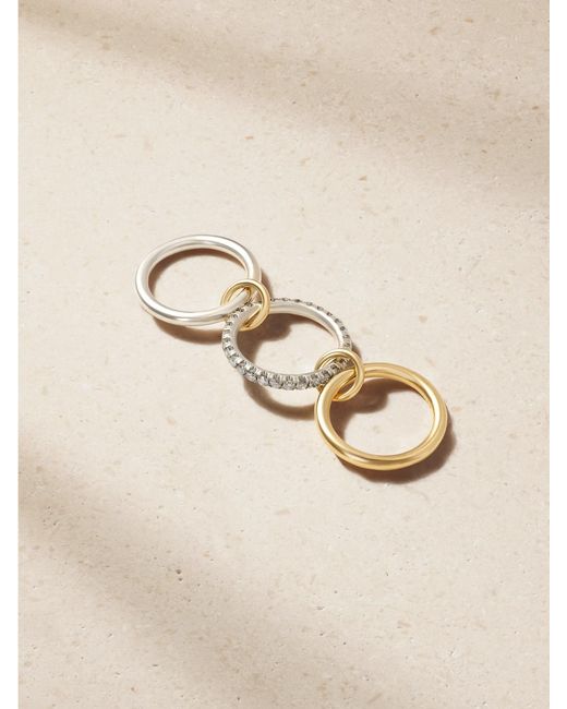 Spinelli Kilcollin Metallic Taurus Set Of Three 18-Karat And Sterling Diamond Rings