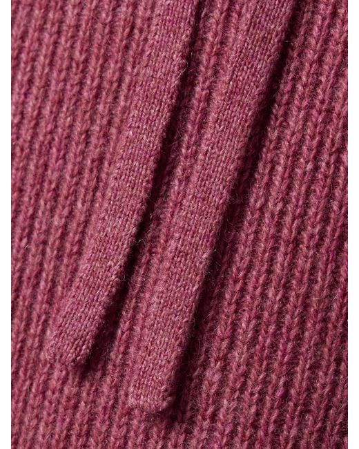 The Elder Statesman Red Ribbed Cashmere Track Pants