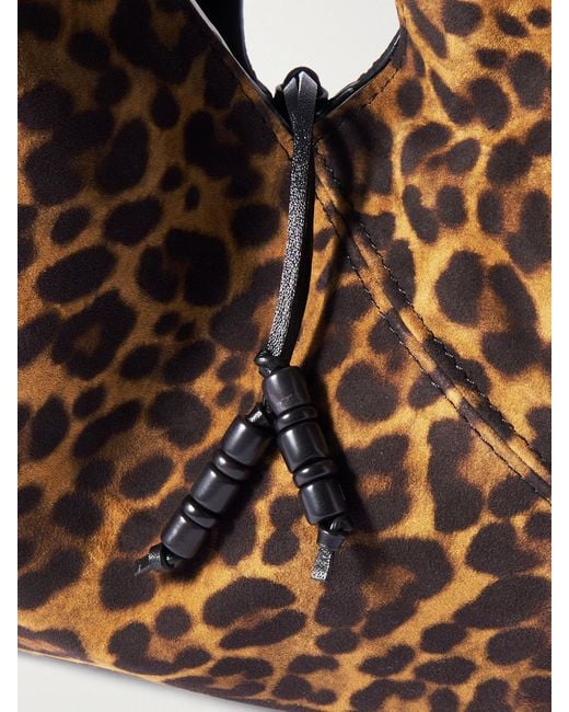 Hunting Season Brown Origami Medium Leopard-Print Suede Tote