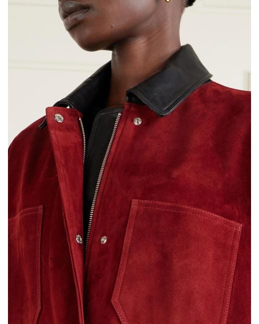 Nour Hammour Red Barn Jacke Aus Veloursleder Mit Lederbesätzen