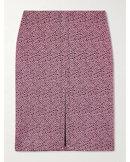 Dries Van Noten Women's Purple Metallic Jacquard-Crepon Midi Skirt