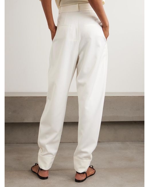 Rohe White Wool-Blend Twill Wide-Leg Pants