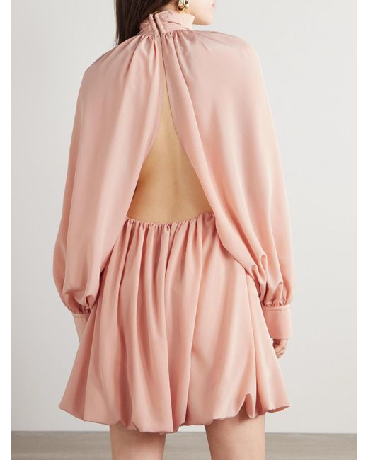 Mini-Robe Dos Ouvert En Crêpe De Chine De Soie À Fronces Stella McCartney en coloris Pink