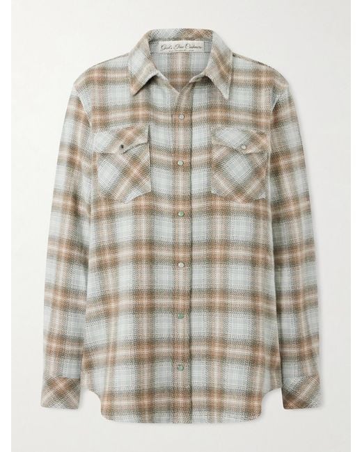 God's True Cashmere Green Checked Cashmere Shirt
