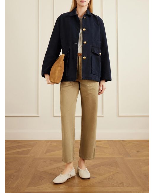 Nili Lotan Blue Devin Corduroy-Trimmed Cotton-Canvas Jacket