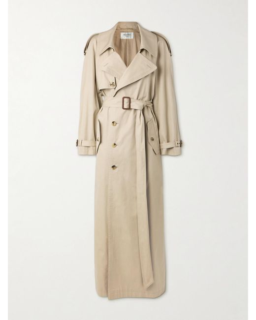 Saint Laurent Natural Oversized Belted Cotton-Twill Trench Coat