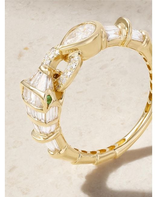 SHAY Natural Serpentine 18-Karat, Diamond And Garnet Ring