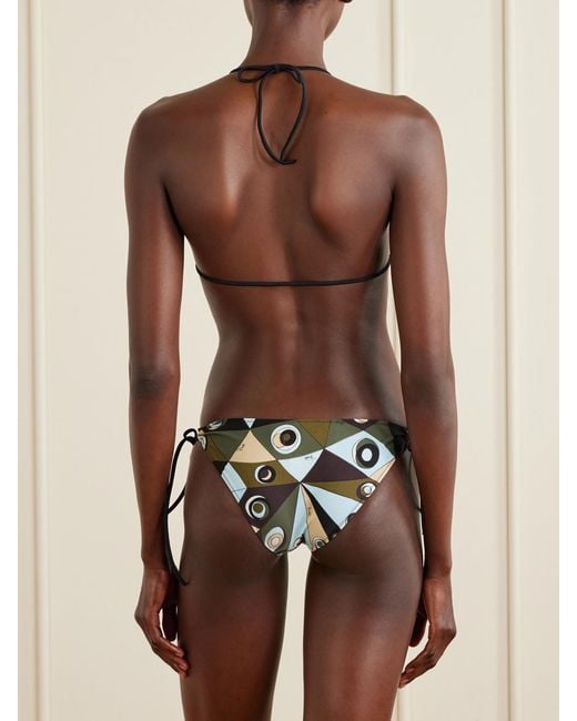 Emilio Pucci Green Printed Triangle Bikini Top