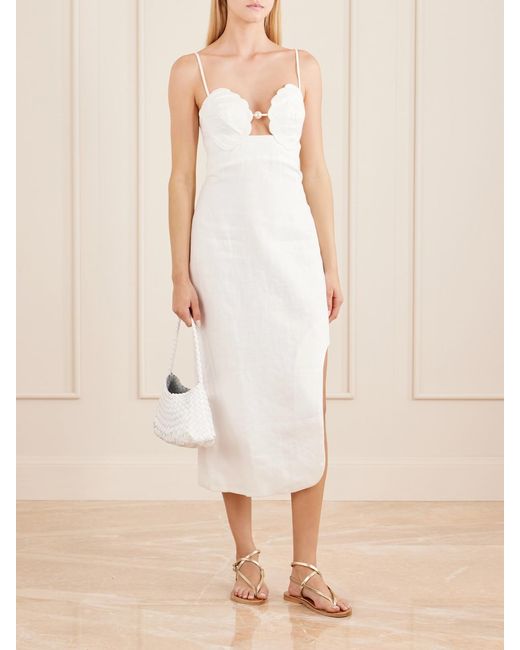 Farm Rio White Linen Midi Dress