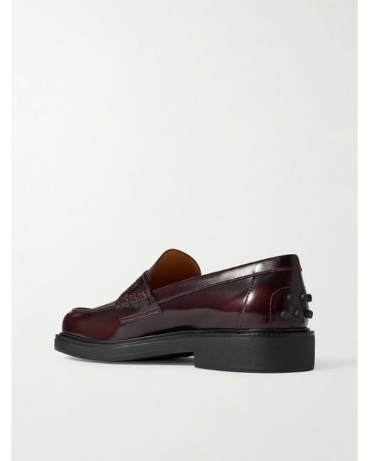 Tod's Black Glossed-Leather Loafers