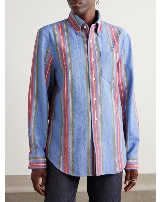 Aimé Leon Dore Blue Striped Cotton Oxford Shirt