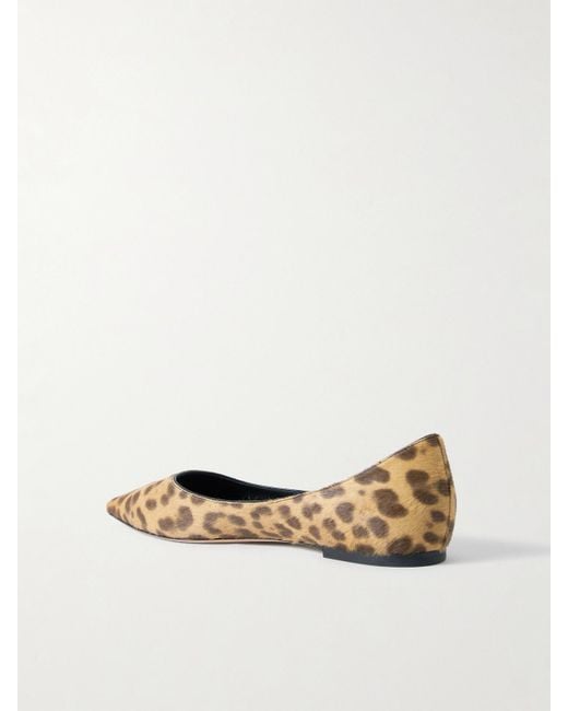Jimmy Choo White Love Leopard-Print Pony Hair Ballet Flats