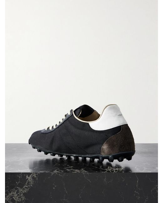 Maison Margiela Black Sprinter Leather And Suede-Trimmed Twill Sneakers