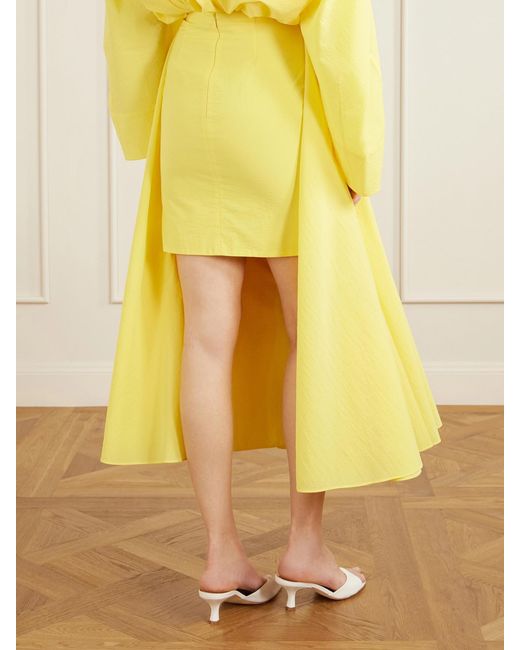 Jacquemus Yellow Paysan Asymmetric Cotton-Blend Crepon Midi Skirt
